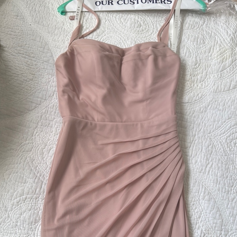 Azazie Pink Mini Bodycon Dress with Asymmetrical Ruching and Sweetheart Neckline